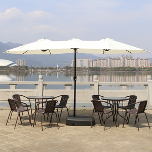 Grande ombrello da esterno ombrellone con ombrellone da esterno a tre teste con ombrellone romano rettangolare cortile centro Patio ombrelloni con Logo - Product Image 4