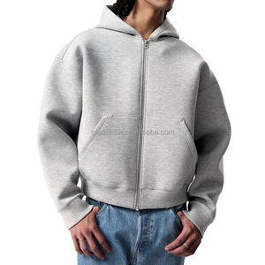 100% coton lourd Zipup Boxy 500 Gsm graphique Streetwear à capuche fabricant français Terry surdimensionné sweat à capuche zippé - Product Image 6