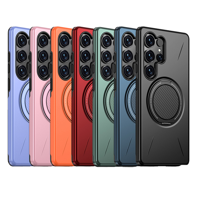 For S26/S26 Ultra/S26 Plus Rugged Magnetic Ring Kickstand Case PC+TPU Material Shockproof 360 Protection Mobile Phone Case