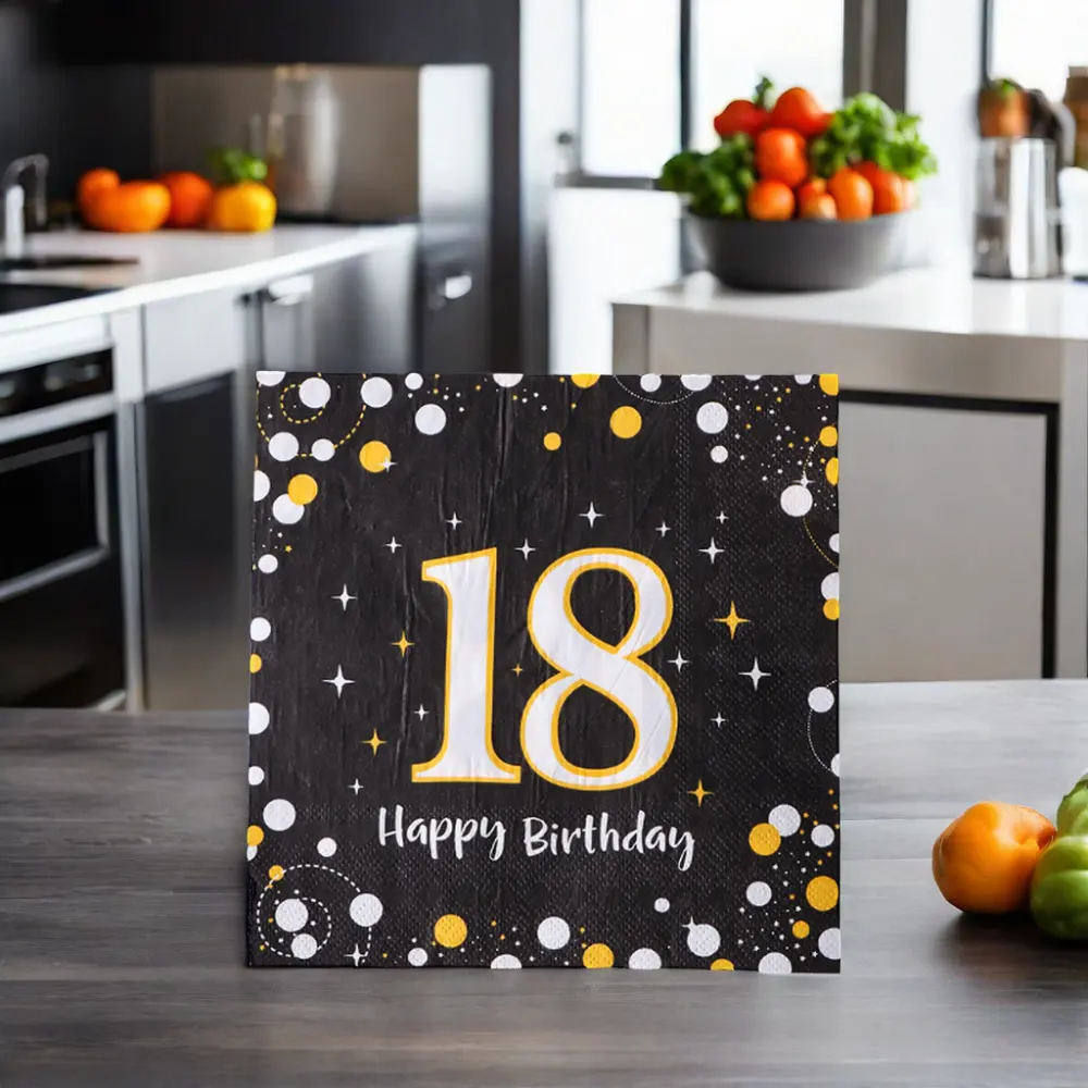 18e Anniversaire Bar Mitzvah Tabletop Paper Pack 20 Pièce Creative Imprimé Serviette Napperon Set Dîner Style Serviettes Sac Format