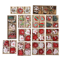 Ornements de Noël en bois à suspendre, assortiment de formes de Père Noël, bonhomme de neige, étoile, arbre, pendentifs en bois pour la décoration de l'arbre de Noël et de la maison