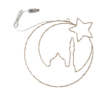 Guirlande lumineuse LED RUIYI Eid Mubarak à piles AA, lumières chaudes, étanche, en fer forgé, motif lune, étoile et château, pour l'Aïd et le Ramadan