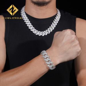 Cadena Gruesa de Joyería Hip Hop, Moissanita que Pasa el Test de Diamantes, Chapada en Oro sobre Plata 925, Cadena Cubana, Joyería Fina - Product Image 6