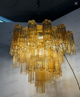 Lustre Design Italien Vintage en Verre de Murano Grand Lustre Suspension Lampe Fleur Luminaire pour Salle à Manger