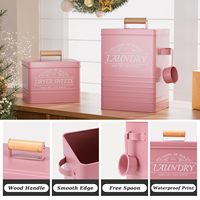 Usine personnalisée ferme boîte de rangement en métal sèche-linge porte-feuille lessive poudre à laver conteneur de stockage avec Scoop