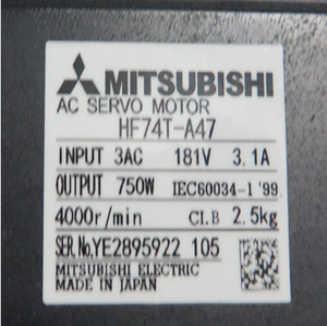 Pieza de Repuesto Industrial Original Nueva de FANUC para Motor Mitsubishi HF74T-A47 - Product Image 1