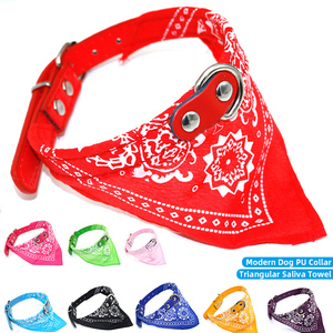 Bandana per Cani <span class=keywords><strong>in</strong></span> Pelle PU Regolabile con Stampa Colorata, Sciarpa Triangolare, Accessorio per Animali Domestici - Product Image 3