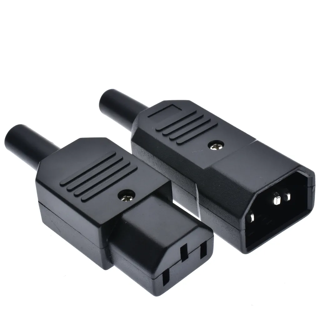 AC250V 10A IEC C14 Male C13 Female, 3 Pins Terminals Inline Adapter Plug Power Socket Connectors