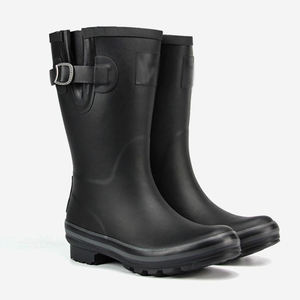 Bottes d'eau noires antidérapantes pour femmes, chaussures à mi-tube en caoutchouc naturel, <span class=keywords><strong>de</strong></span> <span class=keywords><strong>pluie</strong></span>, pour adultes, à la mode - Product Image 1