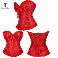 Nouvel Arrivage Corsage Vintage pour Femme Corselet Plus Size XXXXXXL Body en Dentelle Shapewear Abricot Rouge Zip à Volants Désossé Respirant