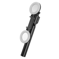 Trépied à selfie avec lumière LED double R18K de 180 cm de longueur avec télécommande sans fil