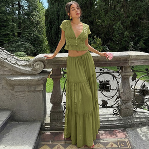 Bdbh Moda Francesa Europea y Americana Novedad Transfronteriza Blusa de Chifón con Encaje Sexy para Mujer, Estilo Cárdigan Holgado con Tirantes Transparentes - Product Image 1