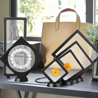 Kotak Display Suspensi Mengambang TPU Minimalis dengan Film Pelindung Transparan untuk Perhiasan dan Barang Kecil, Display Meja