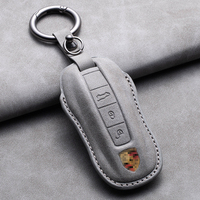 Étui de clé de voiture en cuir pleine couverture pour Porsche Cayenne 718 Taycan, applicable en transfrontière, en stock usine, vente en gros