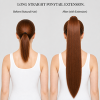 Extension de queue de cheval enveloppante, lisse et soyeuse, en fibre synthétique haute température, avec bande magique pour femme, vente en gros