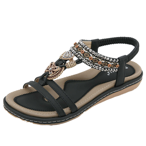 Sandalias Planas de Verano para Mujer, Zapatos Casuales de Moda con Banda Elástica Brillante Versátil, Ligeros y Cómodos - Product Image 1