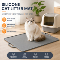 Tapis d'alimentation pour animaux de compagnie en silicone avec logo personnalisé, antidérapant, anti-déversement, étanche, avec poignée, facile à nettoyer pour les bols de chien et de chat
