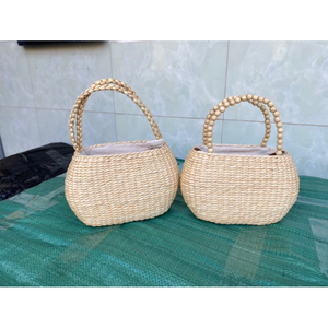 High Quality Light Brown <b>Wicker</b> Rattan <b>Bag</b> Handmade Classic Water Hyacinth Decoration for Home Direct Vietnamese Manufacturer - Product Image 6