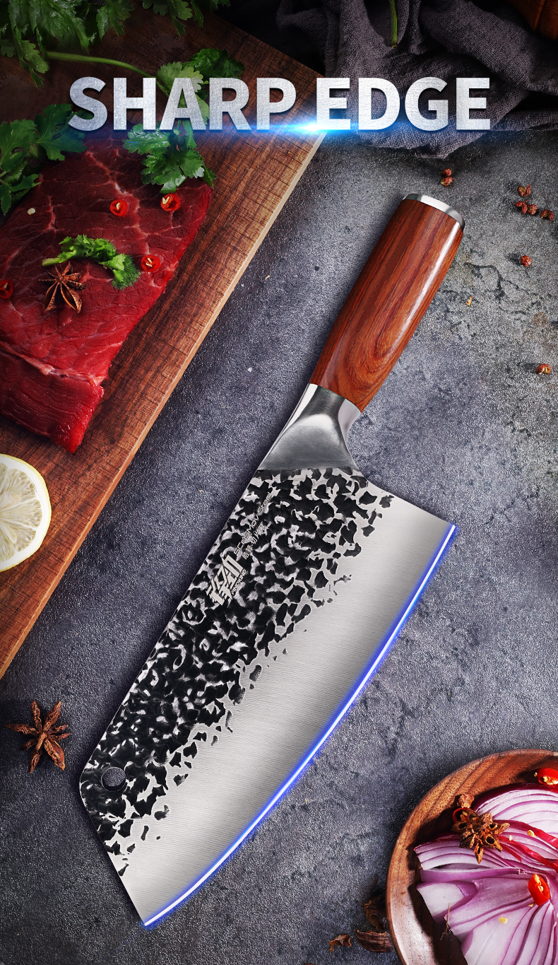 FINDKING Hot Sale 7 inch Stainless Steel Butcher Boning Knife Rosewood Handle  Kitchen Cutting Slicing Cleaver Knife