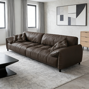 أريكة بذراعين مبطنة بالجلد الطبيعي مع إطار خشبي صلب، أثاث غرفة المعيشة الأكثر مبيعًا لعام <span class=keywords><strong>2026</strong></span> - Product Image 2