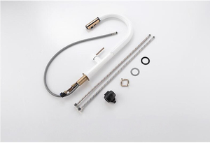 Nuovo Design Miscelatore da Cucina Estraibile Monocomando in Ottone <span class=keywords><strong>Bianco</strong></span> Oro con Valvola in Ceramica, Installazione a Foro Singolo - Product Image 6