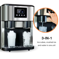 Machine à Glaçons Électrique Professionnelle et Domestique, à Poser, 3-en-1 (Glace Pilée Incluse), Idéale pour la Maison et l'Hôtellerie