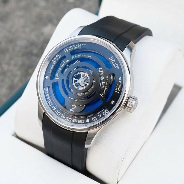OEM Custom Logo Watches Mechanical Automatic Wandering Hour Movement Luxury Sapphire Dome Glass Silicone Wristwatch Manufacturer