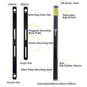 Asta de bandera de aleación de aluminio extensible Flexible SMNU para bicicletas y motocicletas con montaje ajustable para banderas de motocicletas y bicicletas - Product Image 3