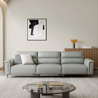 Canapé en cuir rectangulaire trois places de haute qualité, design moderne, rembourrage en éponge, confortable et doux, canapé de salon SYMTERA, hôtel, villa