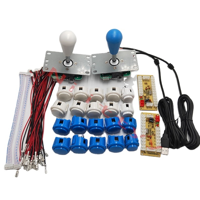 DIY Arcade Joystick Kit Zero Delay USB Controller SANWA 8-Way Joystick 30mm Plastic Push Buttons for PC Raspberry Pi 1-Year