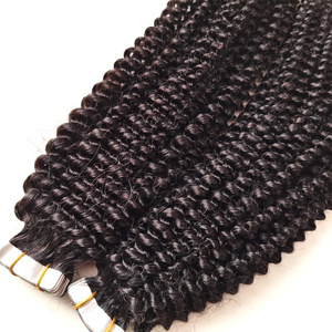 Extensiones de Cabello Humano con Cutícula Alineada de 50g, 3b 3C, Rizado Profundo Jerry Yaki, Ondulado Natural, Afro Kinky Liso, Rizado Birmano, con Cinta Adhesiva - Product Image 5