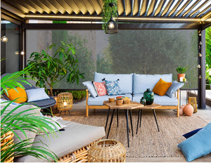 Rideaux de patio <span class=keywords><strong>électrique</strong></span>s à glissière de conception étanche stores roulants extérieurs intégrés moteur pour hôtels balcons ombre coupe-vent - Product Image 1