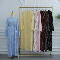 Abaya Loriya tendance à pois, vêtements islamiques de Dubaï, abaya à porter au quotidien, abaya modeste en Nida, robe musulmane pour femmes avec ceinture
