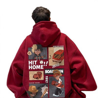 Sweat-shirt à capuche streetwear pour homme, hiver, coupe oversize, style américain, molleton épais, imprimé dessin animé, veste décontractée 2025