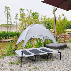 CanboPet Tente Oxford double couche pour chien de marche Lit pour chiens de taille moyenne et grande avec auvent Lit surélevé en fer pour chien de compagnie - Product Image 1