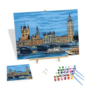 DIY Custom Painting by Numbers Kit Big Ben London Hot Sale Oil Painting 24 Colors Wall Decor Hand-Painting Artwork