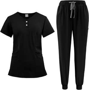 Mono médico Traje con cuello en V Top de manga corta con 3 bolsillos Pantalones delgados de secado rápido Unisex - Product Image 1