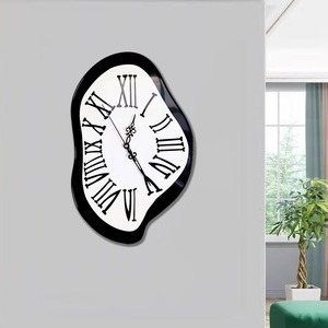 Modern <b>Melting</b> Wall <b>Clock</b> Silent Quartz Needle Display Acrylic Hanging <b>Clock</b> Black and White Living Room Decor - Product Image 3