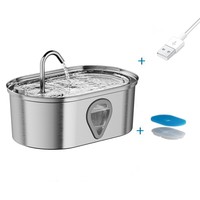 Fontaine à eau automatique pour chat en acier inoxydable 304, capacité 3,5 L, rechargeable, utilisation intérieure, avec filtre – Meilleure vente