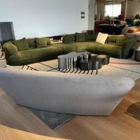 Sofá Chesterfield de Tela de Lujo, Conjunto de Sofás de Esquina de Terciopelo, Muebles de Sala de Estar, Diseño Clásico, Estructura de Madera Maciza, Asientos Profundos