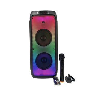 Enceintes trolley sans fil LED RGB 60W avec double haut-parleur de 8 pouces, support de microphone sans fil 5.0, karaoké et utilisation en extérieur - Product Image 1