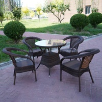 Tables et chaises en rotin PE à usage tout temps Meubles Accoudoir Chaise à dossier Commercial Patio Bistro