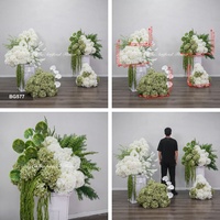 Tren Baru Bunga Gantung Hydrangea Calla Lily Putih Hijau Buatan, Dekorasi Altar Pernikahan