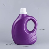 Conteneur d'emballage vide de bouteille de détergent à lessive liquide en plastique HDPE 2L 3L du fabricant chinois avec bouchon de couronne