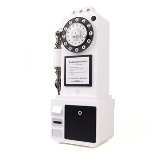 Livre d'or audio blanc autoportant de style téléphone public avec <span class=keywords><strong>carte</strong></span> de message personnalisée et bouton d'enregistrement à une touche - Product Image 4