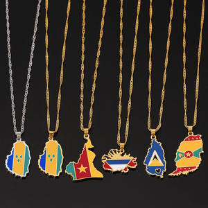 Collier avec pendentif carte du <span class=keywords><strong>monde</strong></span>, accessoires de cou, drapeaux de la Somalie, de la Palestine, de l'Angladesh, de Samoa, d'Afrique, bijoux pour femmes, matériau or, <span class=keywords><strong>2021</strong></span> - Product Image 2