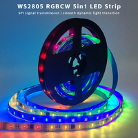 Bande LED programmable flexible à pixels RGBWC pour projets de décoration architecturale d'hôtels et de centres commerciaux