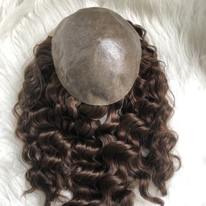 EMEDA-<span class=keywords><strong>Prótesis</strong></span> de <span class=keywords><strong>pelo</strong></span> de piel fina para <span class=keywords><strong>mujer</strong></span>, cutícula completa alineada, inyección de <span class=keywords><strong>pelo</strong></span> humano rizado - Product Image 1