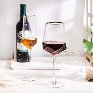 Set di 6 Bicchieri da Vino in Cristallo Esagonale Ambrato Rosa Senza Piombo con Bordo Dorato e Texture Martellata, Set di Bicchieri Highball per <span class=keywords><strong>Acqua</strong></span> di Lusso Minimalista - Product Image 6