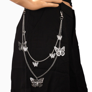 Cadena de cintura de doble capa con diseño de mariposa para mujer Yueli, cadena corporal de aleación de zinc estilo hip hop, accesorio de moda para uso diario, en stock. - Product Image 1